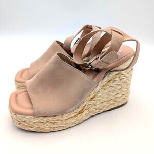 Marc Fisher LTD Nelly Wedge Espadrilles Sandal Women's Peach Size US9.5M EU40.5